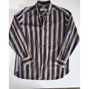 Tommy Bahama Mens M Button Down Striped Date Night Dance Club Vintage Y2K 90s